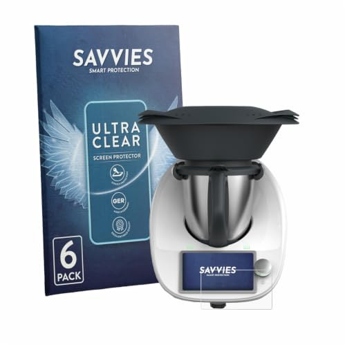 Savvies Schutzfolie für Vorwerk Thermomix TM6 | 6 Stück Transparenter Displayschutz Made in Germany Ultra-Klar Displayschutz-Folie