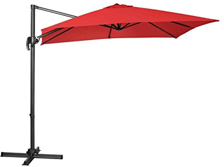 Uniprodo Ampelschirm Uni_Umbrella_2SQ250RE Gartenschirm (rund, Ø 250 cm, drehbar, rot)