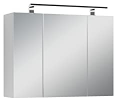 byLIVING Spiegelschrank Spree, Korpus Mattweiß Spiegeltüren | Hängeschrank, Soft-Close-Funktion, inkl. LED-Beleuchtung, Badschrank mit Stecker- und Schalterdose, B 80, H 60, T 20 cm