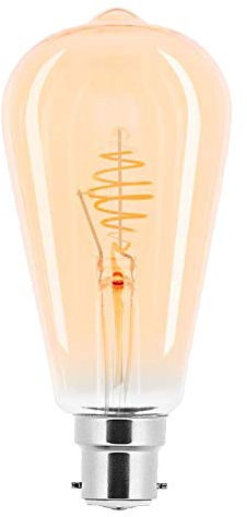 NCC-Licht LED Spiral Filament Leuchtmittel Edison Form ST64 2,5W B22 Gold extra warmweiß 2000K