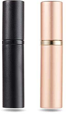 AsaNana Parfümzerstäuber nachfüllbar, Befülltechnik ohne Trichter leer Parfüm Zerstäuber Sprühflasche für Reise Handtasche unterwegs - 5ml (CLA-2P_Black&RoseGold)
