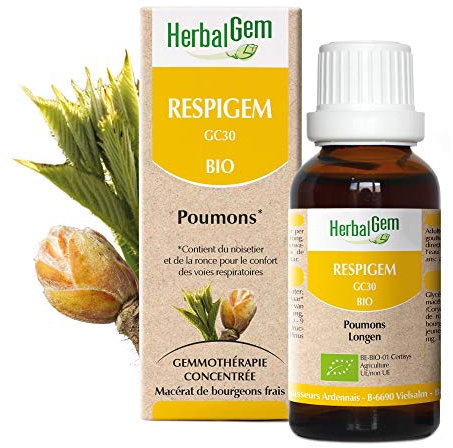 HerbalGem | Respigem Bio | Complexe poumons | Noisetier et Romarin | 30 ml