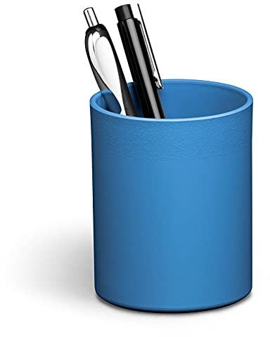 Durable Stifteköcher Eco, 80 x 100 mm, blau, 775906 | Runder Stiftehalter mit großem Füllvolumen für Textmarker, Stifte und Scheren, Blauer Engel zertifiziert, Made in Germany