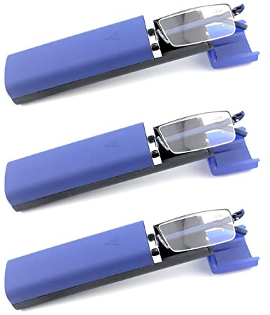 MMOWW 3er-Pack Lesebrille Tragbare Ultraleichtem TR90 Halbrand Metallbrille | Damen und Herren, mit Brillenetui, Schwarz