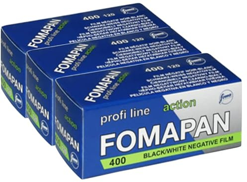 Pack de 3 Films Photo Foma Fomapan Action 400 ISO Noir - Blanc Film négatif en Rouleau/Moyen Format/Format 120