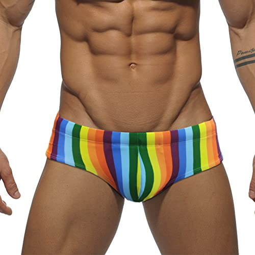 Baotung BT0BH12 Bañadores para Hombre Deportes Acuáticos Bañadores Cortos Ajustados, Arco Iris, M