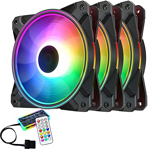 3 ventiladores LED ARGB de colores para PC Case 120 mm Hub LED RGB con mando a distancia Aura Sync 3 pines silencioso flujo de aire elevado para refrigeración de escritorio