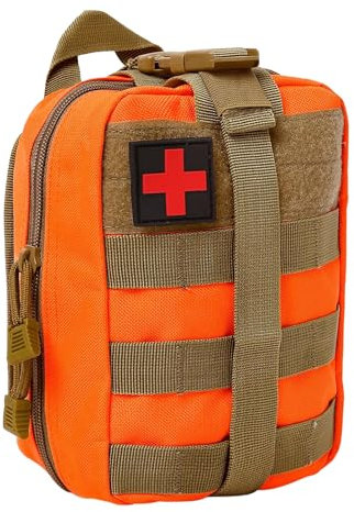 BITUOR Taktische Taschen MOLLE, EMT Kleine Pouch, Wasserdichte Molle Tasche, Tactical Pouch Bag, Rip-Away Pouches, Militär Kompakt Gürteltasche für Outdoor, Camping, Reisen, Abenteuer (Orange)