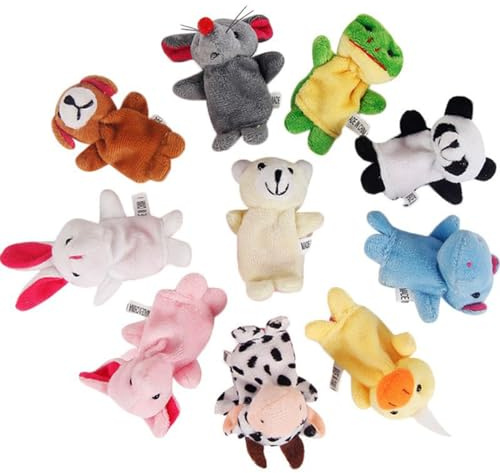 Tiardey 10 Stück Fingerpuppen Handpuppen Mini-Plüschfiguren für Jungen Mädchen Partygeschenke Shows Spielzeit Schulen
