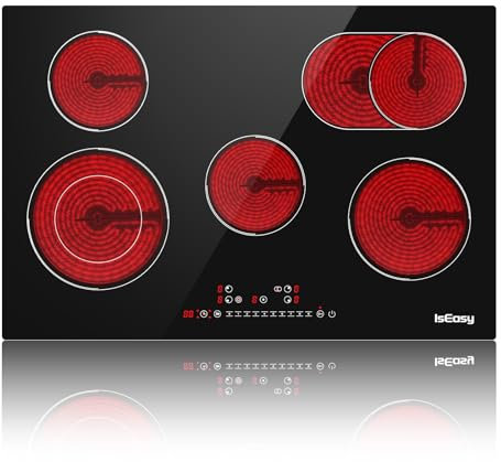 Placa de vitroceramica 5 zonas Placa cocción vitrocerámicade 8600 W 77cm 9 niveles de potencia, temporizador, sensor táctil