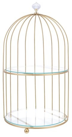 Amosfun Decorative Cupcake Holder Im Vogelkäfig-design Doppelte Cake Stand Für Hochzeiten Und Feiern Eleganter Dessert Display Tray Für Torten Und Süßigkeiten