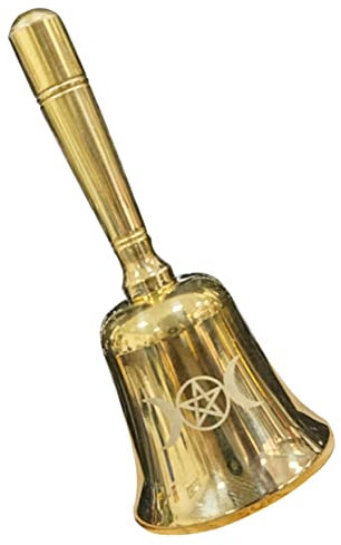 PRETYZOOM Goldene Messing Handglocke mit Pentagramm Antirutschfestem Boden und Handlicher Form Dekorativ für Altar Wicca Accessoire und Ritualdekoration