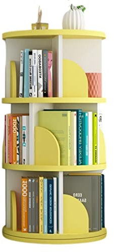 GaRcan Um 360 Grad drehbares Bücherregal, Wohnzimmer und Heimbüro, hohe freistehende Bücherregale, Organizer, CD-Regal (gelb, 40 x 98 cm)