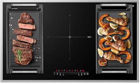 GASLAND IH905BFB Placa de inducción, 90 cm, cocina de inducción integrada de 5 zonas con marco de acero inoxidable, FlexInduction para barbacoa, PowerBoost para cocinar más rápido, 10000W (Sin sartén)