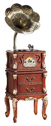 Vinyl Player Vintage, Retro Bluetooth Big Horn Solid Wood Speaker Turntable Shaped Speakers Phonograph Style for Home Decoration Gramophone