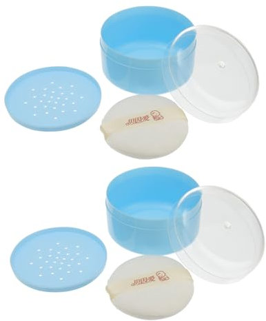 TOYANDONA 2 Stück Puderquastenbox Aufbewahrungsetui Für Babypuder Weicher Schwamm Frei Hautpflege Neugeborene Blau