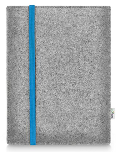 Stilbag maßgeschneiderte Tablet-Hülle LEON | Tablettasche aus Filz | Tablet Schutzhülle | Tasche Made in Germany (Blau - Hellgrau)
