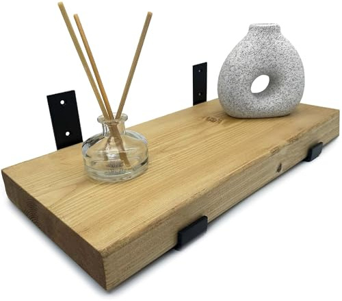 Top Notch Home & Living Scaffold Board Wall Shelf, Handcrafted Rustic Wooden Shelves, Hand Made Scaffold Board Shelves, Rustic Wooden Board Shelving, Incl 2 Up Brackets per Shelf (100cm, Antique Pine)