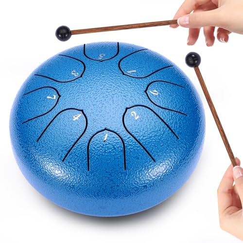 Chakra Regentrommel für den Außengarten - 15 cm, 8 Nüsse, wasserdichte Gartengeräte (Blau)