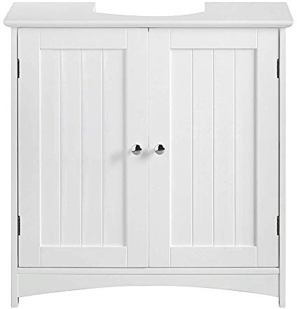 Meuble de Salle de Bain sous lavabo avec 2 Portes, Anti-humidité Blanc, 60 * 30 * 60cm