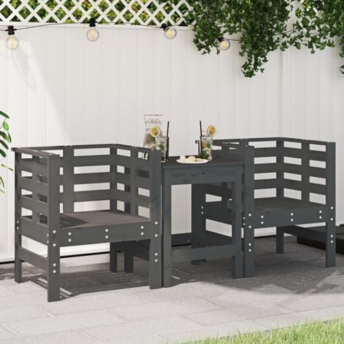 Brokky Gartenstühle 2 STK. Garten StüHle Relaxsessel Garten Gartensessel Outdoor GartenstüHle Grau 61,5x53x71 cm Massivholz Kiefer