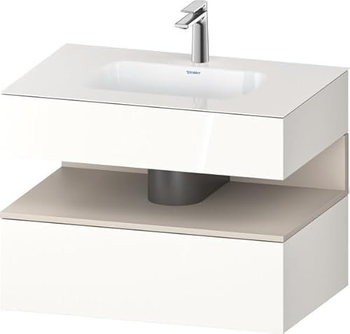 Duravit Qatego lavabo encastrado con base de lavabo consola, 800x550x600mm, nicho Taupe mate, QA4785091, Color: Blanco