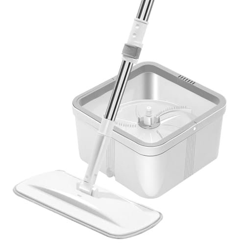 Valcla wischmopp Set mit Eimer Flachwischer for den Haushalt, kein Händewaschen, EIN sauberer Wischmopp, rotierender Wischmopp, saugfähiges Pier-Tuch mit Eimer-Wischmopp-Set