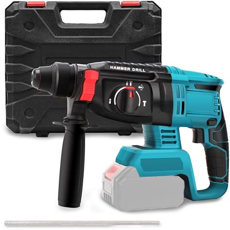SDS-Plus 32MM Cordless Rotary Hammer Drill 4000 BPM, Brushless Motor, Safety Clutch with 3 Functions, Compatible for Makita 21V Battery（NO Battery），Concrete & Heavy Duty