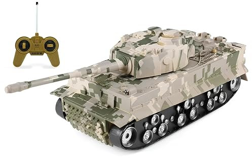 Radiostyrd Tank 28 cm Med Ljus Ljud & Ljudeffekter, Vridbar Torn 360°, Slagtank RC Tank Fjärrstyrd, Kamouflage Leksak
