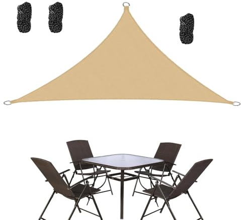 Protector solar triángulo, vela solar triangular, toldo de protección solar de 3 x 3 veces, tela de sombra ajustable, tela Oxford duradera para patio y jardín