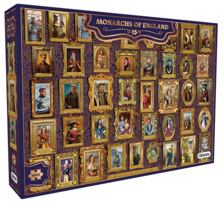 Gibsons Monarchs of England 1000 Piece Jigsaw Puzzle for Adults – British Royal History Puzzle Featuring Kings & Queens Timeline – Educational Premium Puzzle - Sustainable Gift for History Lovers