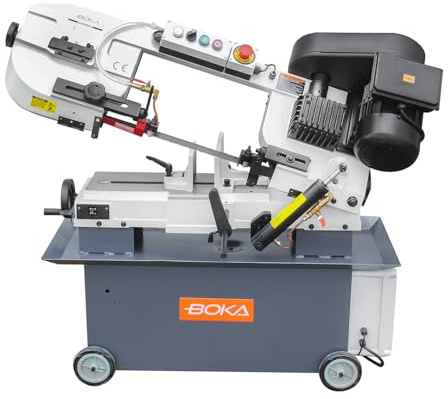 BOKA BS-712N Sierra de cinta para metales, eléctrica, diámetro 178 mm, redonda/178 x 305 mm, cuadrado, corte a inglete hasta 45°, con servicio intermedio, 4 velocidades de corte, sistema de