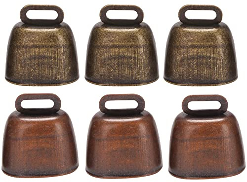 Sirxlevcy 6 StüCk Metall Kuh Glocke, Kuh Glocke Retro Glocke für Pferde Schaf, das Kupfer Weidet, Kuh Glocken GeräUsche Macher