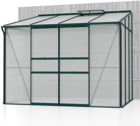 Vitavia Anlehn-Gewächshaus Ida 5200, smaragd grün, 5,2 m², 6 mm HKP | Wetterfestes & stabiles Wand-Gewächshaus zur Pflanzenanzucht | Ideales Treibhaus für Gemüse, Kräuter & Blumen