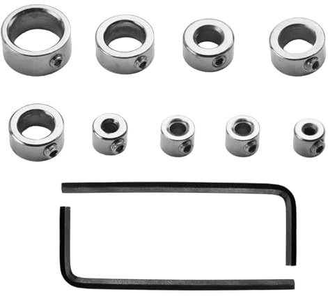 9 Stück Tiefenanschlagringe Set, Bohrer Tiefenanschlag 3/4/5/6/8/10/10/12/16mm, Tiefenbegrenzer Bohrer mit 2 Inbusschlüsseln, Präzise Bohrtiefensteuerung, Bohrhilfe für Holzbearbeitung und Dübel Set