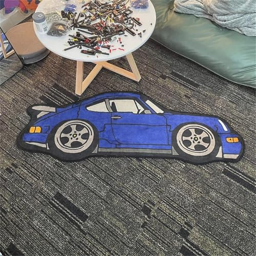 RUILBJM 3D Auto Teppich Schlafzimmer Speziell Geformte Fußmatten Karikatur Graffiti Teppich Gilt für Balkon Korridor Badezimmer Eingang Wohndeko Persönlichkeit Thema Matten (Blau,55x160cm)