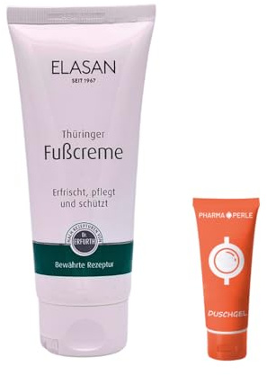 ELASAN Thüringer Fußcreme 1x 100 ml I mit Urea, Latschenkiefer-, Rosmarin- & Kokosöl I feuchtigkeitsspendend I bei Diabetes geeignet I für trockene Haut, Hornhaut I Sar-Set plus Pharma Perle give-away