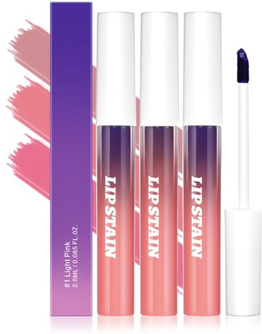 3Pcs Lip Stain Peel Off, Highly Pigmented, Waterproof Lip Tint. Long-Lasting, Non-Stick Cup Lipstick for Smudge-Proof, Vibrant Color, Light in Texture, Matte Liquid Lipstick