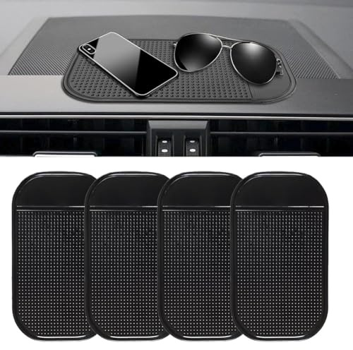JYNXOR 4 Stück Auto Armaturenbrett Anti Rutsch Matten, rutschfeste Anti Rutsch Pads für Handy, Schlüssel, Münzen & Brille, Wiederverwendbare Auto Antirutschmatte als Ablage Auto(Schwarz)