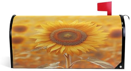 Sunflower Stands Golden Field Magnetic Mailbox Cover Standard Size 21x18 Inch Letter Box Covers Decorative Mailbox Wrap for Home Garden Decor