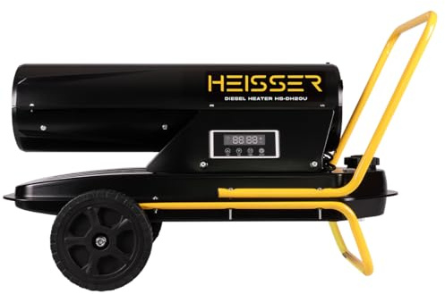 HEISSER HS-DH20U Diesel Space Heater 20kW, 69,000 BTU, 200m² Heating Area, 19L Tank, Industrial Workshop Heater with Auto-Ignition & IPX4 Protection