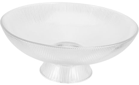 Alipis Plateau à Fruits Sur Pied En Verre Cristal Transparent, Texture Verticale, Format Moyen, Assiette Décorative Pour Maison Et Fêtes, Bol De Service Sur Pied Élégant