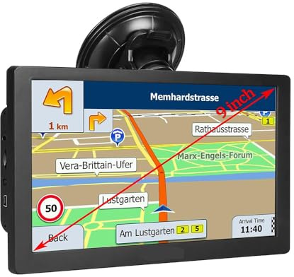BONRYAN GPS LKW Navigationsgeräte für Auto 2025 Europa Karten,9 Zoll Navi für Auto Kostenloses Karten Update,mit POI Geschwindigkeitswarnung,Sprachführung，Bluetooth-Funktionalität