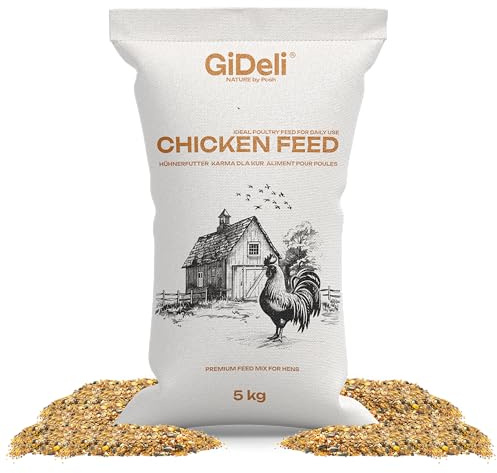 GiDeli Mangime per pollo, 5 kg, farina di ovaia, mangime completo per pollo, mangime per grani di pollame, per prestazioni ottimali e formazione delle uova, migliore accettazione e particolarmente