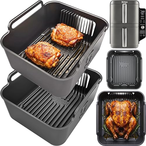 AirFlow Pro™ Ninja SL400UK Silicone Liners | Double Stack XL 9.5L | 3mm Thick, 15mm Raised Ridges for Crisp Cooking | Glove-Like Fit | SL400 Accessories | by iStock Kitchen