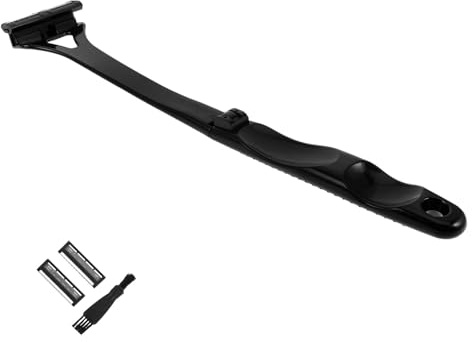 TOYANDONA Rasoio da Barba Uomo a Tripla Lama con Impugnatura Antiscivolo in Abs e Acciaio Inox, Lama Sostituibile e Angolo Regolabile per Rasatura Corpo, per Viaggio e Bagno
