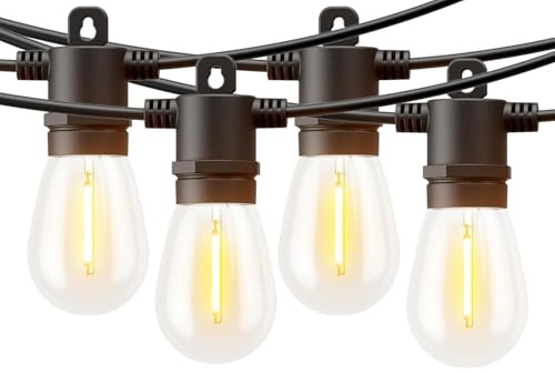 Dotrvmp Festoon Lights Outdoor S14 LED,15M Waterproof IP65 Garden Lights | with Timer&Dimmer Shatterproof Garden String Lights for Outside Patio Party Wedding Pergola Backyard,24V