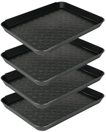 Schuhabtropfschale, 4er-Set Schuhwanne, Schuhmatte Kunststoff(35x12.5x3 cm) | Schuhtablett für Ihre Schmutzigen Schuhe Abtropfschale Schuh Abtropfschale für Haushalte Robust Schwarz Schuhunterlage