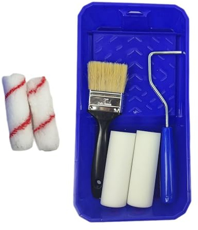 AMSLSIU Benutzerfreundliches Farbroller Set mit komfortablem Griff und ergonomischem Griff für einfaches manuelles Streichen zu Hause. Multifunktionales Farbroller Set mit Farbwanne.