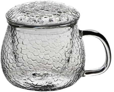 Operitacx Taza de Té con Filtro y Tapa de Vidrio con Asa Capacidad Moderada Adecuado para Uso Diario y Oficina, Adecuada para Café y Té Caliente